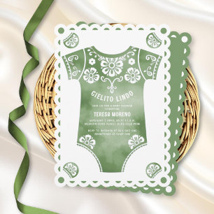 Cielito Lindo sage green bodysuit baby shower Invitation
