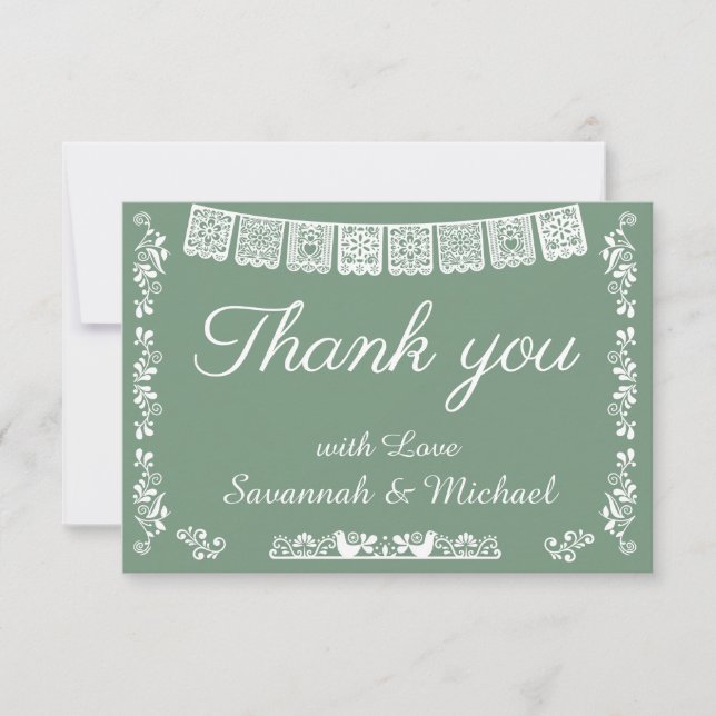 Cielito Lindo Sage Green Fiesta Baby Shower Thank You Card (Front)