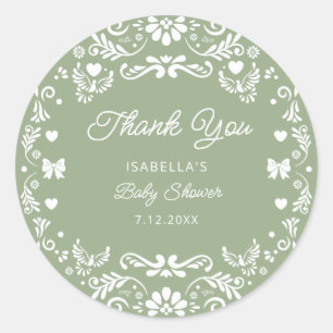 Cielito Lindo Talavera Mexican Baby Show Thank You Classic Round Sticker