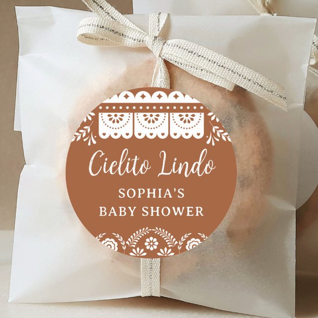 Cielito Lindo Talavera Mexican Baby Shower Classic Round Sticker (Creator Uploaded)