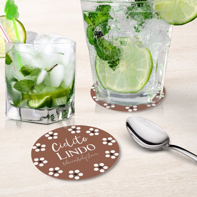 Cielito Lindo Talavera Mexican Fiesta Baby Shower Round Paper Coaster (Creator Uploaded)