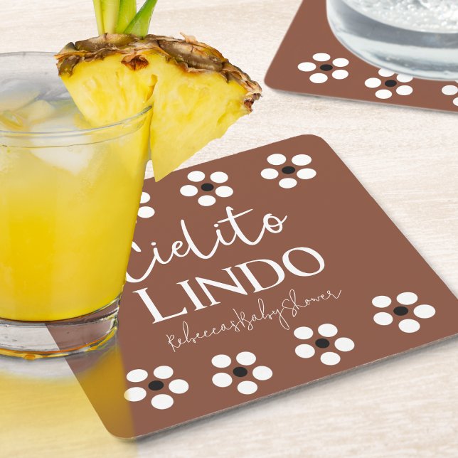 Cielito Lindo Talavera Mexican Fiesta Baby Shower Square Paper Coaster (Creator Uploaded)