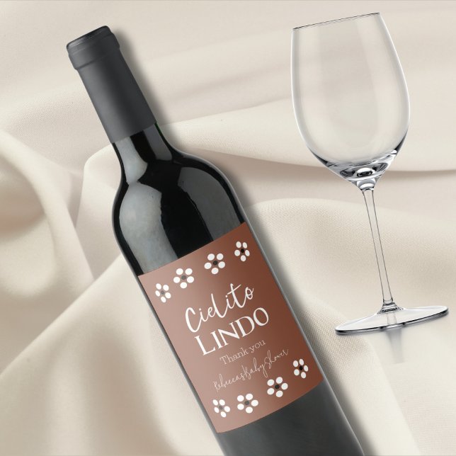 Cielito Lindo Talavera Mexican Fiesta Baby Shower Wine Label (Creator Uploaded)
