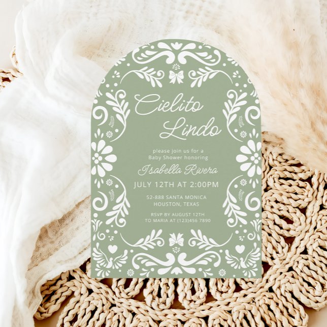 Cielito Lindo Talavera Mexican Green Baby Shower Invitation (Creator Uploaded)
