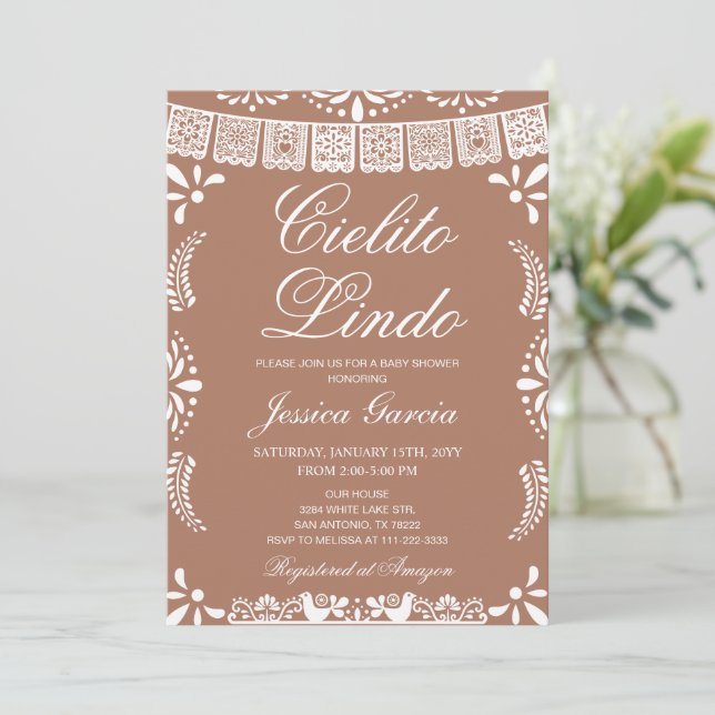 Cielito Lindo Terracotta Baby Shower Invitation (Standing Front)