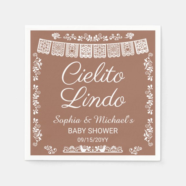 Cielito Lindo terracotta Baby Shower Napkin (Front)