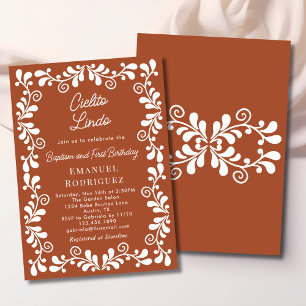 Cielito Lindo Terracotta Baptism & First Birthday Invitation