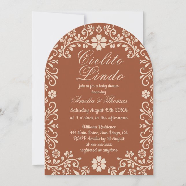 Cielito Lindo Terracotta Beige Baby Shower Invitation (Front)