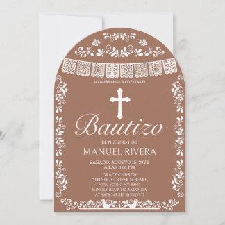 Cielito Lindo Terracotta Boy Bautizo Arch Invitation