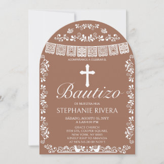 Cielito Lindo Terracotta Girl Bautizo Arch Invitation
