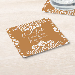 Cielito lindo terracotta Mexican baby shower favou Square Paper Coaster