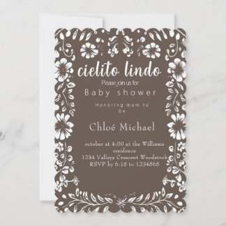 cielto  lindo Papel picado baby shower  Invitation