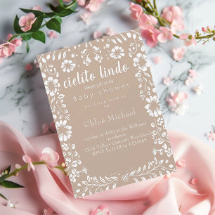 cielto  lindo Papel picado baby shower  Invitation