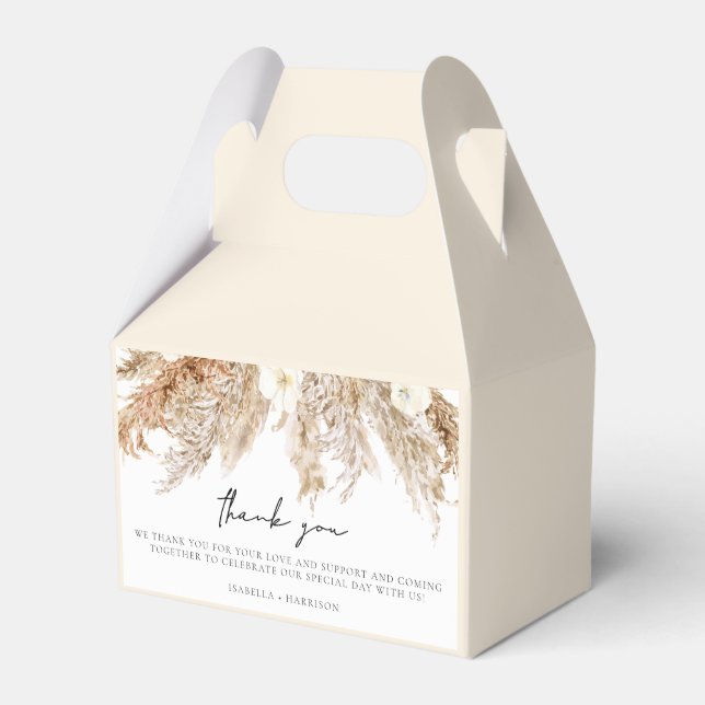 CIERA Bohemian Pampas Grass Earth Tone Favour Box (Front Side)