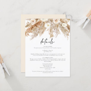 CIERA Bohemian Pampas Grass Wedding Details Card