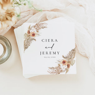 CIERA Bohemian Terracotta Pampas Wedding Napkin