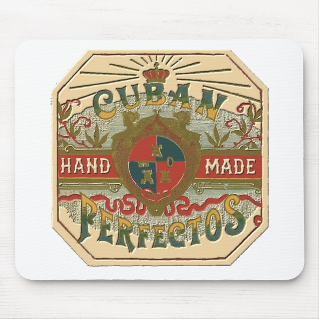 Cigar Ad Cuban Perfectos Tobacco Label Mouse Mat (Front)