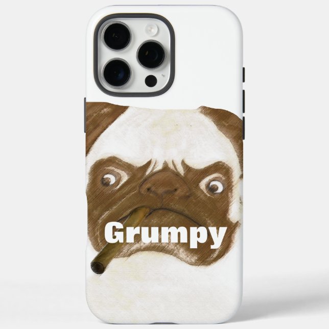 Cigar Aficionado Grumpy Puggy with Cigar Case-Mate iPhone Case (Back)