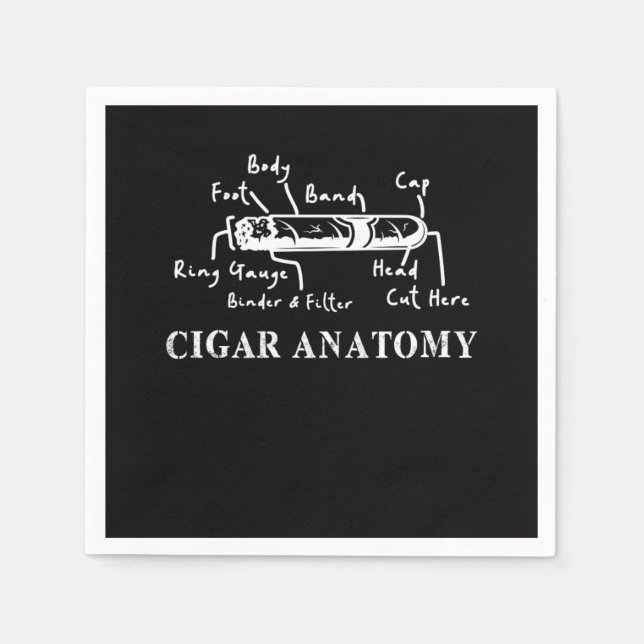 Cigar Anatomy Smoker Humidor Cutter Cigars Gift Napkin (Front)