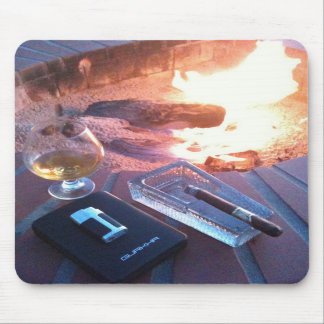 Cigar and a Drink by the Fire - Mouse Pad