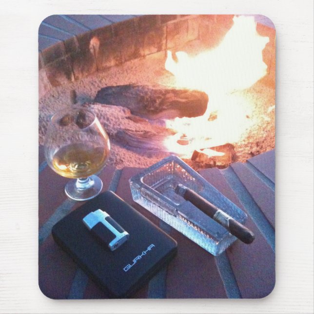 Cigar and a Drink by the Fire - Mouse Pad (Front)