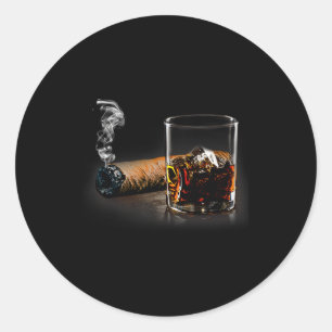 Cigar And Bourbon Great Gift For Cigar Lounge Love Classic Round Sticker