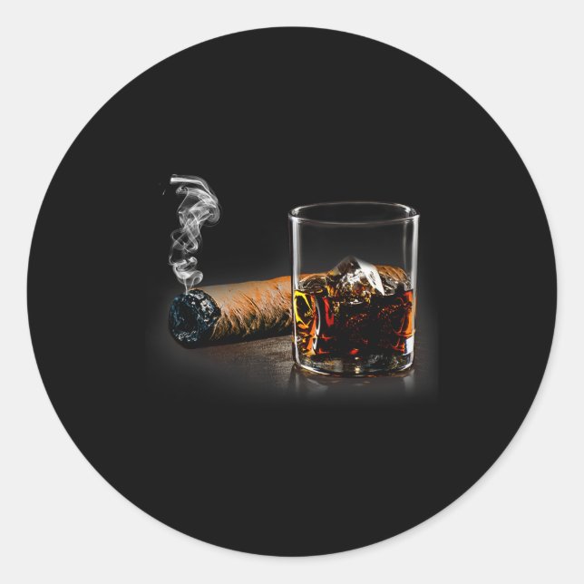 Cigar And Bourbon Great Gift For Cigar Lounge Love Classic Round Sticker (Front)