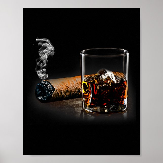 Cigar And Bourbon Great Gift For Cigar Lounge Love Poster (Front)