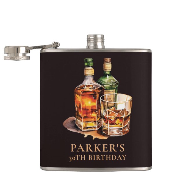 Cigar and Whisky Men's Birthday Favour Hip Flask (Opened)