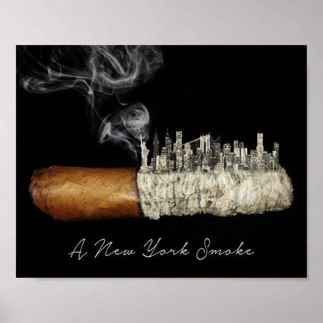 Cigar Art, New York City Poster, Cigar Print, Nyc Poster (Front)