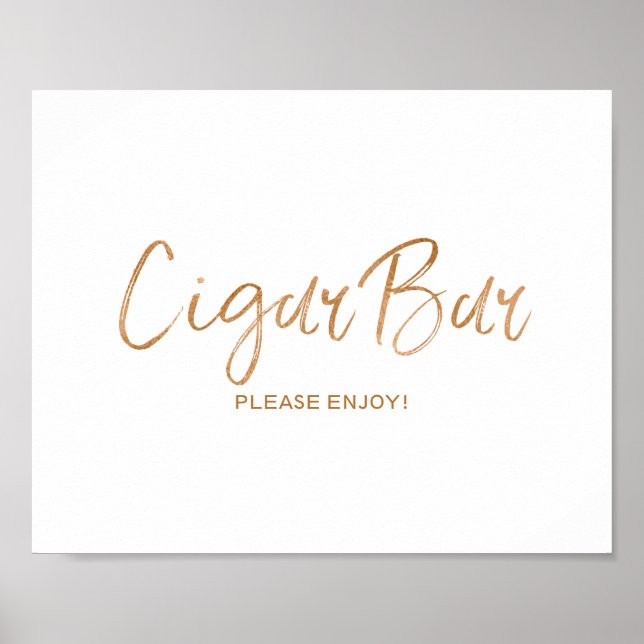 Cigar Bar 8x10 Stylish Rose Gold Wedding Sign (Front)