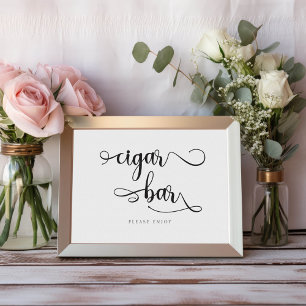 "Cigar Bar" Black White Calligraphy Wedding Sign