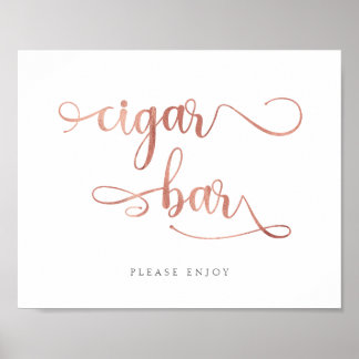 "Cigar Bar" rose gold Calligraphy Wedding Sign