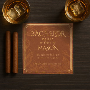 Cigar Bar Theme Bachelor Party Invitation