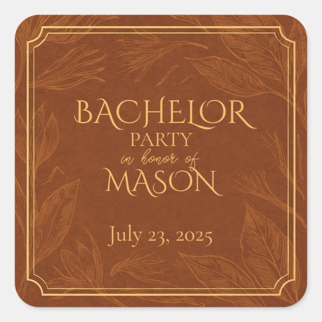 Cigar Bar Theme Bachelor Party Square Sticker (Front)