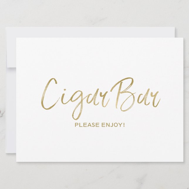"Cigar Bar" Wedding  Sign | Stylish Golden (Front)
