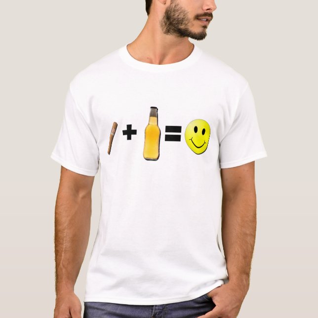 Cigar + Beer = Happiness T-Shirt (Front)