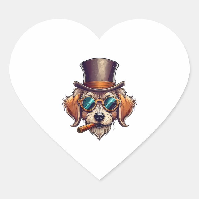 Cigar Dog   Heart Sticker (Front)