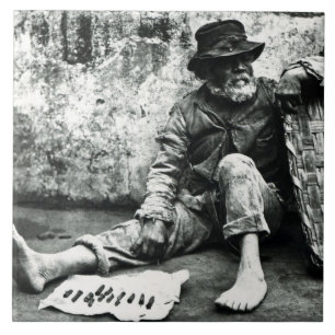 Cigar-end Seller, c,1865 (b/w photo) Tile