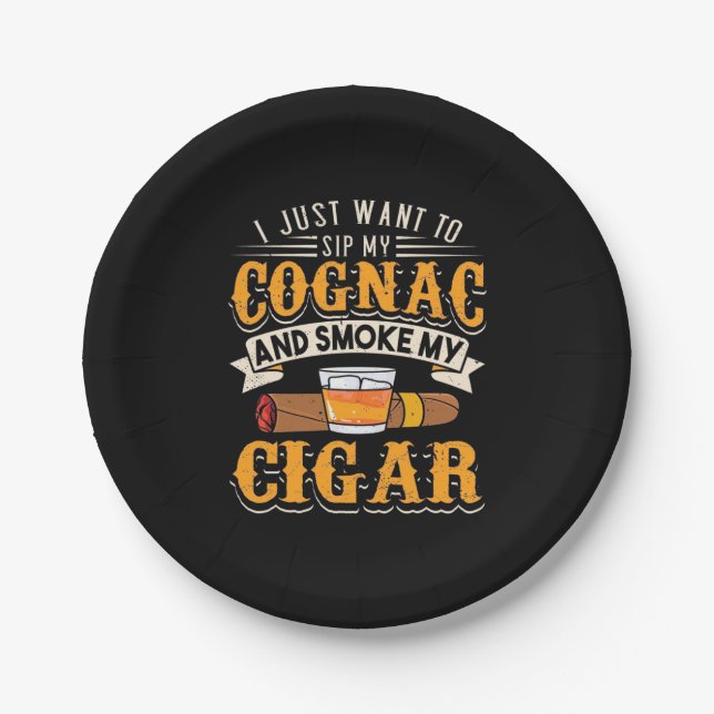 Cigar Lover | My Cognac And Smoke My Cigar Paper Plate (Front)