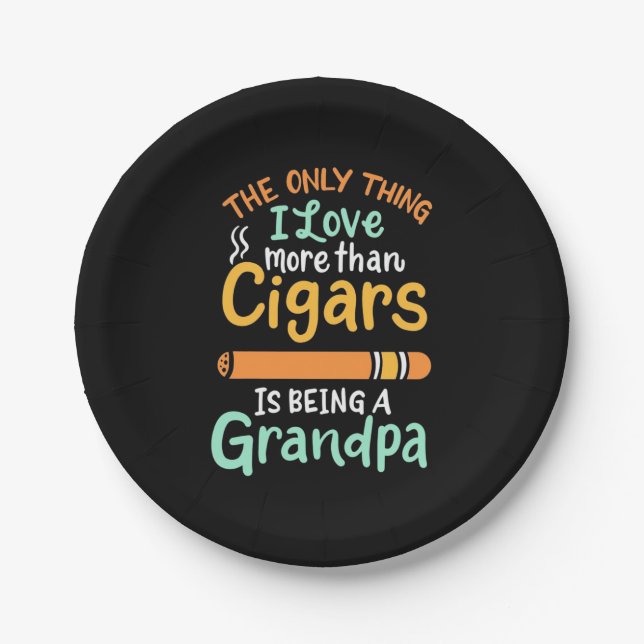 Cigar Lover | This Grandpa Loves Cigars Paper Plate (Front)