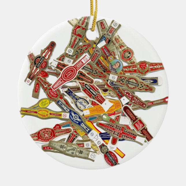 Cigar Ring Wrappers Ceramic Tree Decoration (Front)