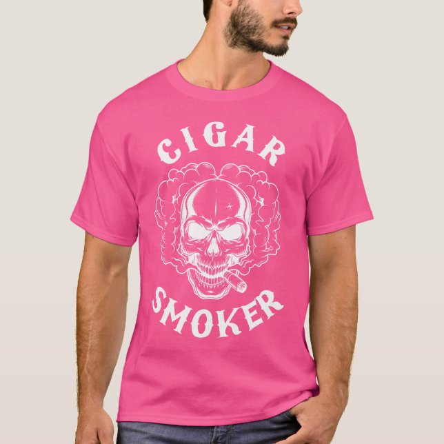 Cigar Smoker Skeleton Skull Cigars Tobacco Cuba Ni T-Shirt (Front)