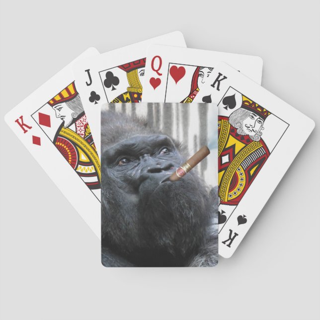 Cigar Smoker Smoking Gorilla Funny Playing Cards (Back)
