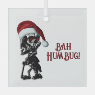 Cigar Smoking Christmas Skeleton Humbug Glass Tree Decoration