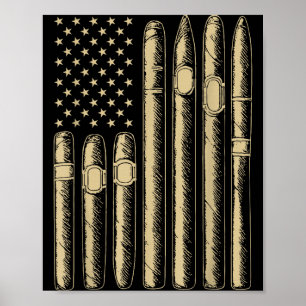 Cigar smoking lover smoker usa flag american funny poster