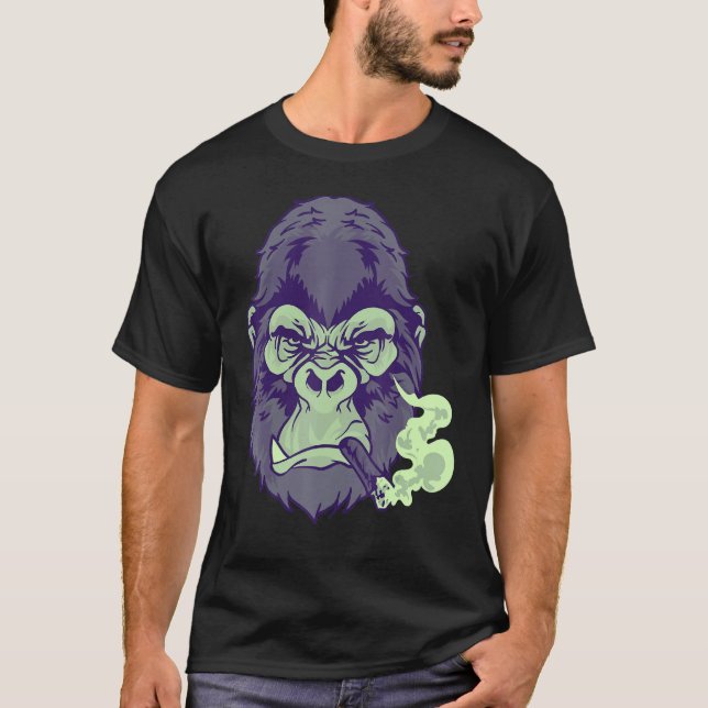 Cigar Smoking Mean Mint Choc Gorilla For Guys Nigh T-Shirt (Front)