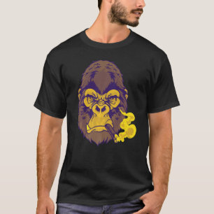 Cigar Smoking Mean Mustard Colour Gorilla For Guys T-Shirt