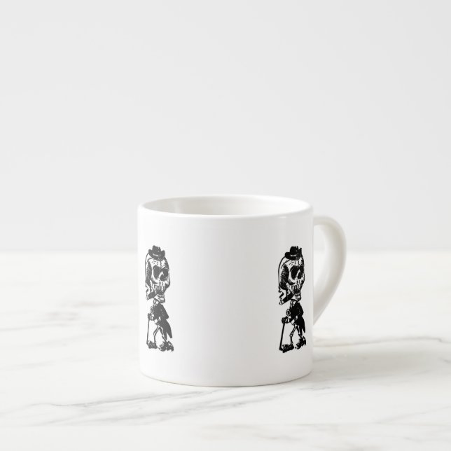 Cigar Smoking Skeleton Espresso Cup (Front Right)