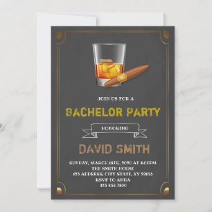 Cigar theme bachelor invitation
